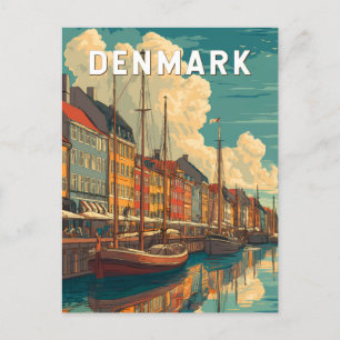 Carte Postale Danemark Illustration Voyage Art Vintage