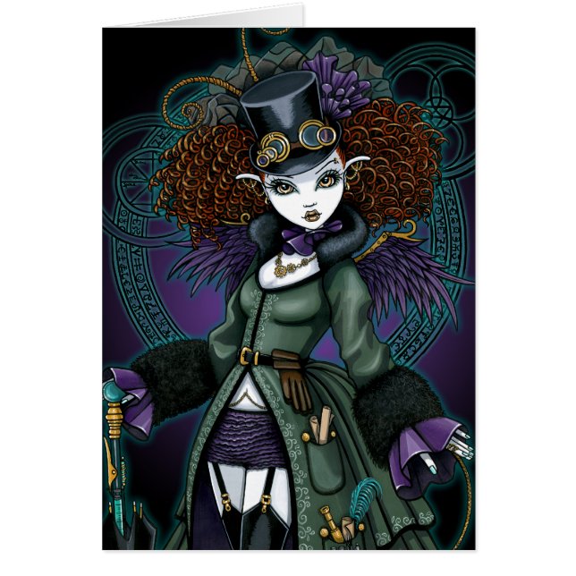 Carte postale d'ange de vampire de Steampunk de (Devant)