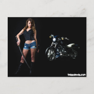 Carte Postale Dangerous Biker Babe Postcard