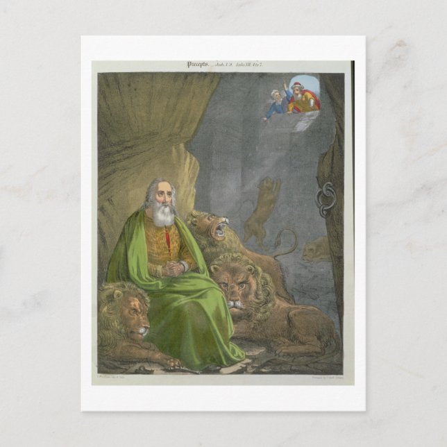 Carte Postale Daniel dans le Den des Lions, tiré d'une bible imp (Devant)