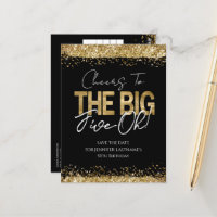 Carte postale d'anniversaire 50 ans or noir pour a