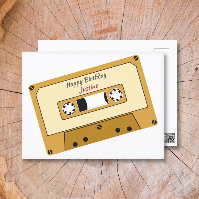 Carte postale d'anniversaire avec cassette audio (Cassette Tape Birthday Postcard)