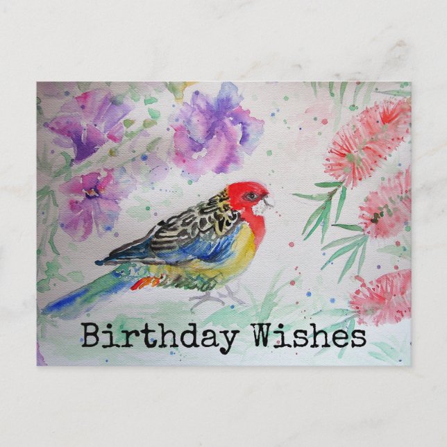 Carte postale d'anniversaire avec perroquet Rosell (Devant)