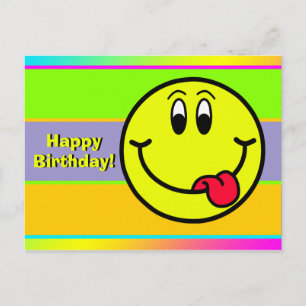 Carte postale d'anniversaire avec un emoji visage