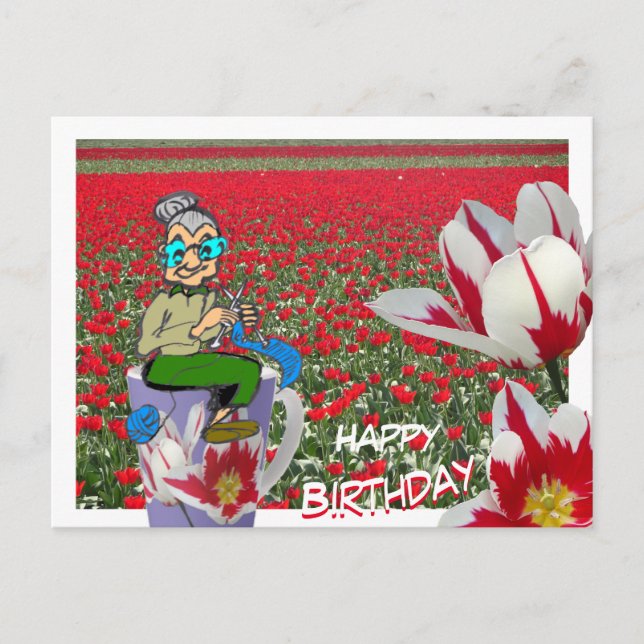 Carte postale d'anniversaire avec une tasse de tul (Devant)