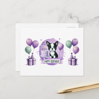 Carte postale d'anniversaire Boston Terrier