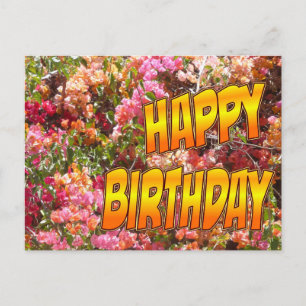 Carte postale d'anniversaire Bougainville Orange