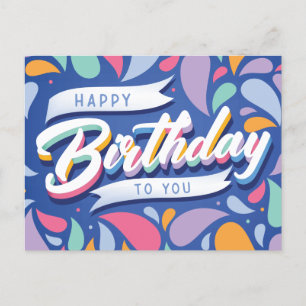 Carte postale d'anniversaire brillante et colorée