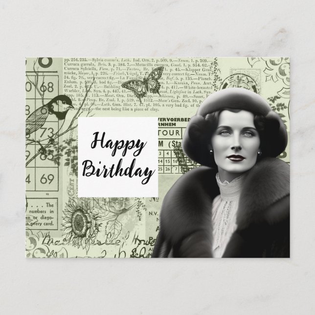 Carte postale d'anniversaire collage d'éphémères v (Devant)