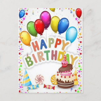 Carte postale d'anniversaire colorée