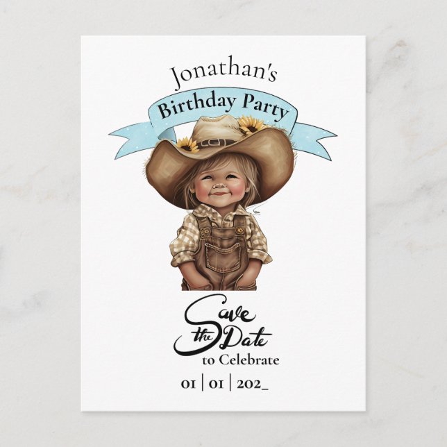 Carte postale d'anniversaire Cowboy Joyeux Anniver (Devant)