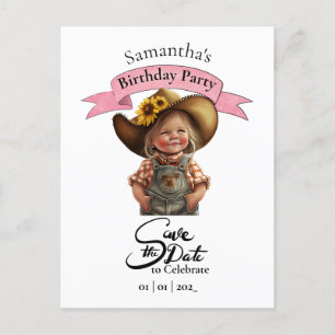 Carte postale d'anniversaire Cowgirl Save the Date