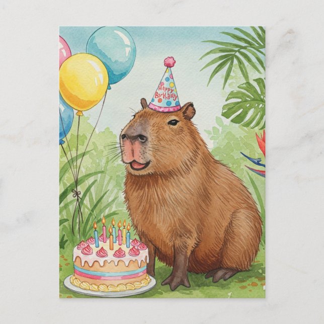 Carte postale d'Anniversaire Cute Capybara (Devant)