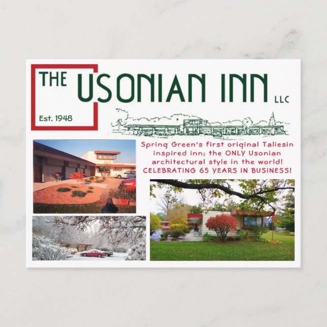 Carte postale d'anniversaire d'auberge d'Usonian (Devant)