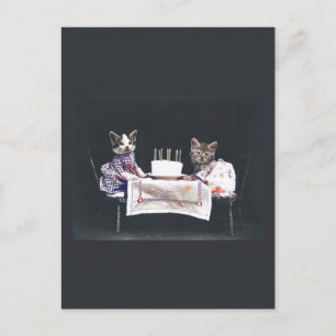 Carte postale d'anniversaire de chatons vintage