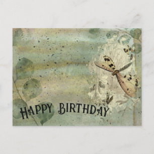 Carte postale d'anniversaire de la libellule vinta
