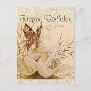 Carte postale d'anniversaire de la nymphe ailée de