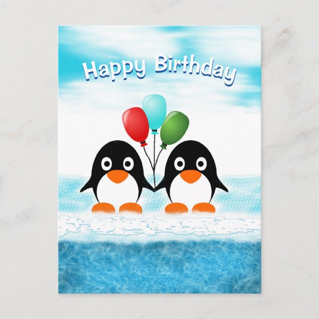 Carte postale d'anniversaire de manchot cool (Devant)