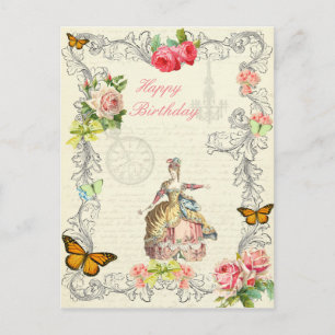 Carte postale d'anniversaire de mode vintage avec 