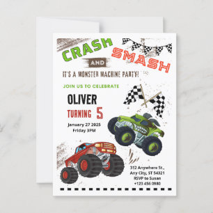 Carte postale d'anniversaire de Monster Car Truck 