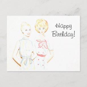 Carte postale d'anniversaire de poupée papier vint