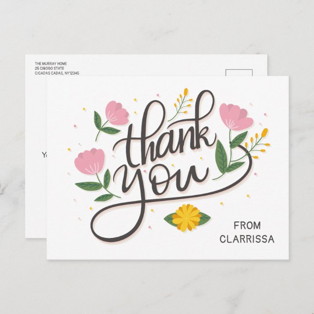 Carte postale d'anniversaire de Script moderne (Devant / Derrière)