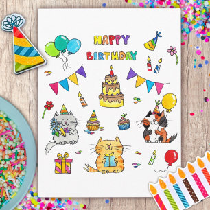 Carte postale d'anniversaire des chats