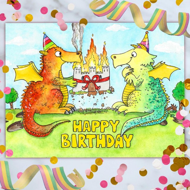 Carte postale d'anniversaire Dragons  (Créateur téléchargé)
