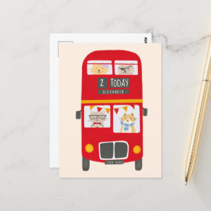Carte postale d'anniversaire du bus rouge