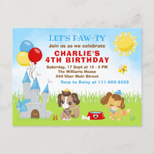 Carte postale d'anniversaire du château de chiens