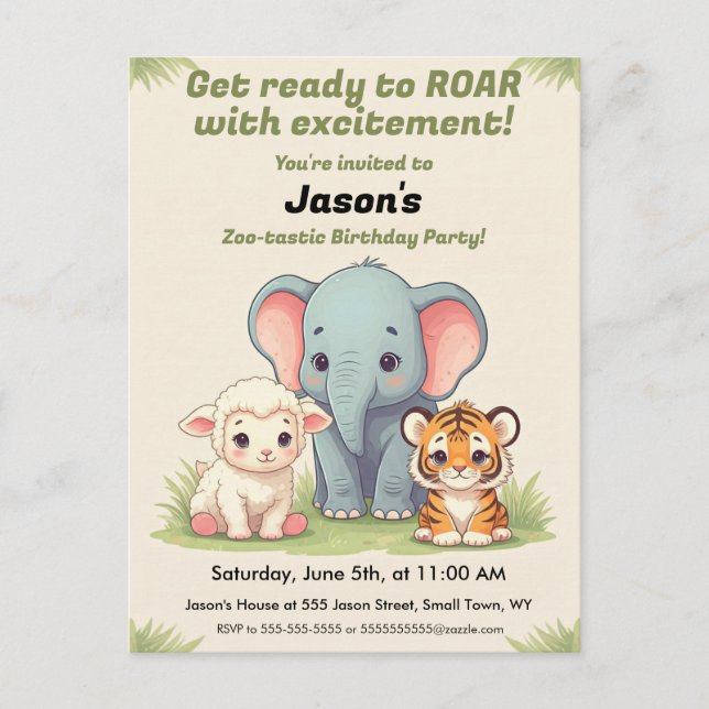 Carte postale d'anniversaire du zoo (Devant)