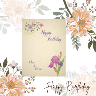 Carte postale d'anniversaire florale en papier sem