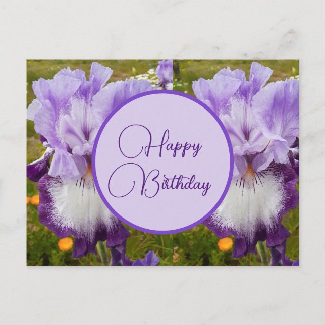 Carte postale d'anniversaire Iris fleurs dames (Devant)