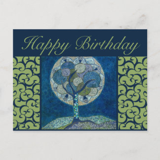 carte postale d'anniversaire - lune en peinture de