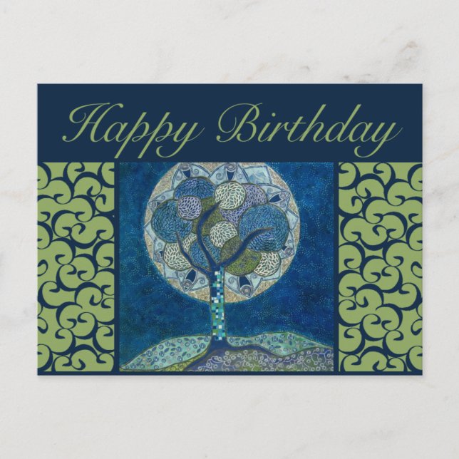 carte postale d'anniversaire - lune en peinture de (Devant)