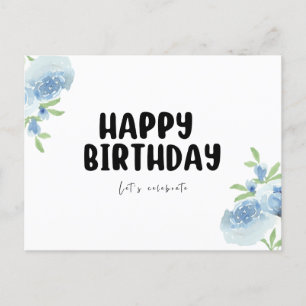 Carte postale d'anniversaire minimaliste noir et b