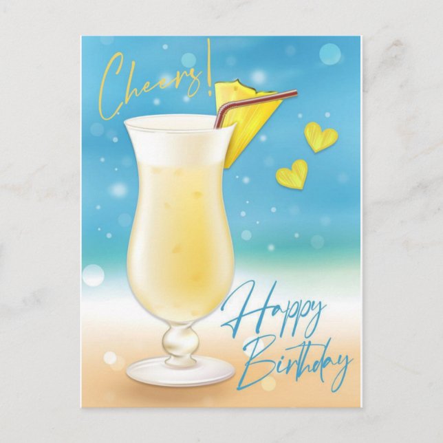 Carte postale d'anniversaire Pina Colada Cheers (Devant)