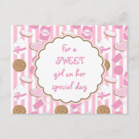 Carte postale d'anniversaire pour filles rose Cook