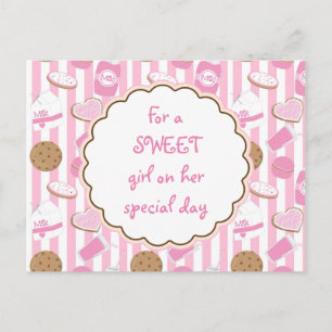 Carte postale d'anniversaire pour filles rose Cook