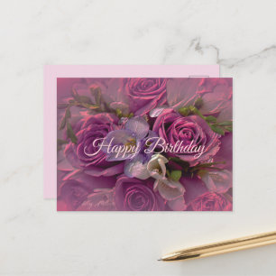 Carte postale d'anniversaire Rose Pourpre