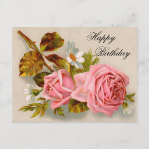 Carte postale d'anniversaire Rose vintage