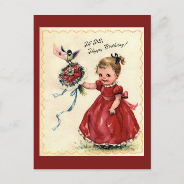 Carte postale d'anniversaire vintage (Devant)