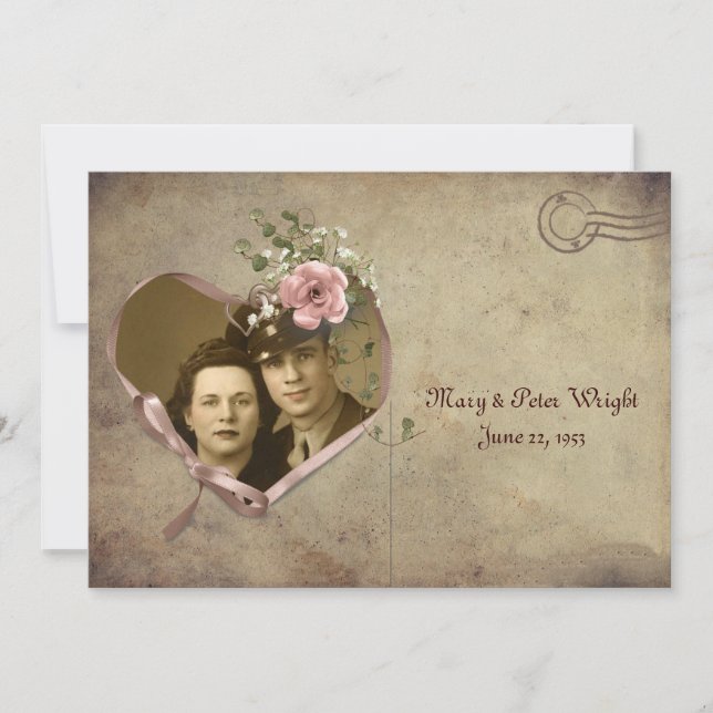 Carte postale d'anniversaire vintage Invitation à  (Devant)