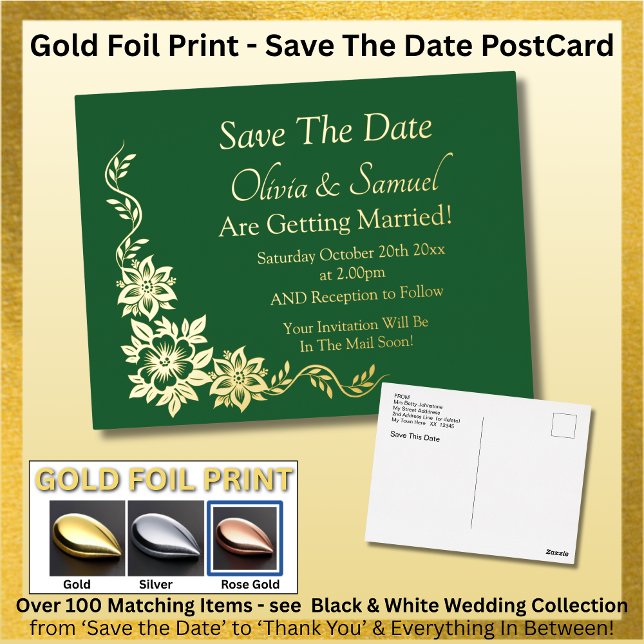 Carte postale d'annonce de date de mariage en feui (Créateur téléchargé)