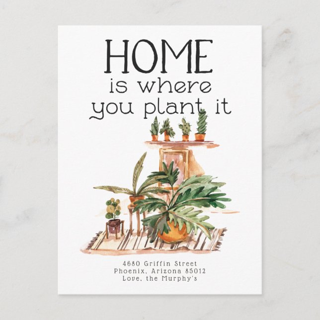Carte postale d'annonce de déménagement | Plante e (Devant)