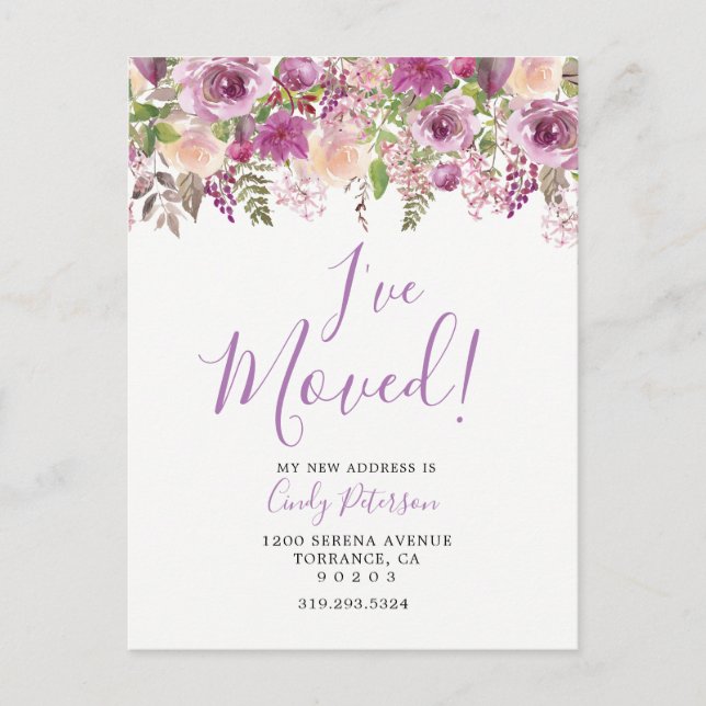 Carte postale d'annonce de déménagement Purple I H (Devant)
