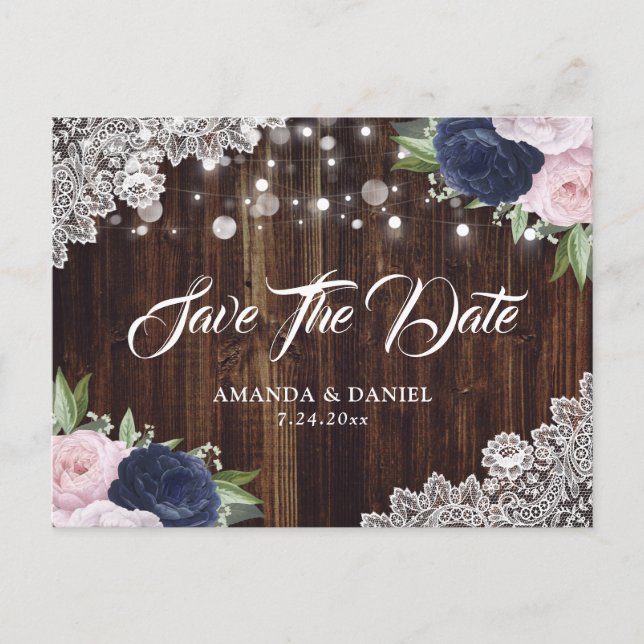 Carte postale d'annonce de mariage à fleurs rose p (Devant)