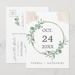 Carte postale d'annonce de mariage à l'aquarelle d