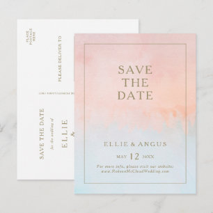 Carte postale d'annonce de mariage à l'aquarelle d