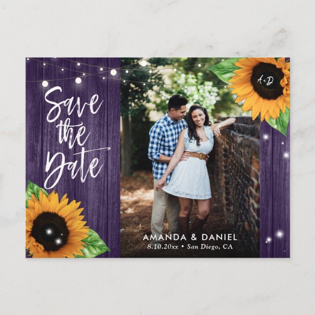 Carte postale d'annonce de mariage au tournesol vi (Devant)